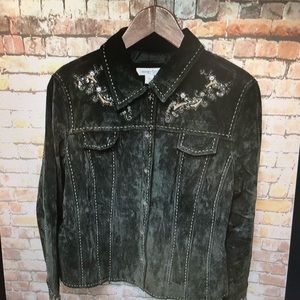 Coldwater Creek suede jacket with  beads size xl